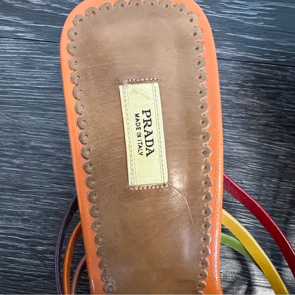 VTG Prada Orange Leather Kitten Heel Sandals with Original Bag - Picture 7 of 10
